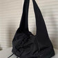 Large Nylon Drawstring Shoulder Bag Black