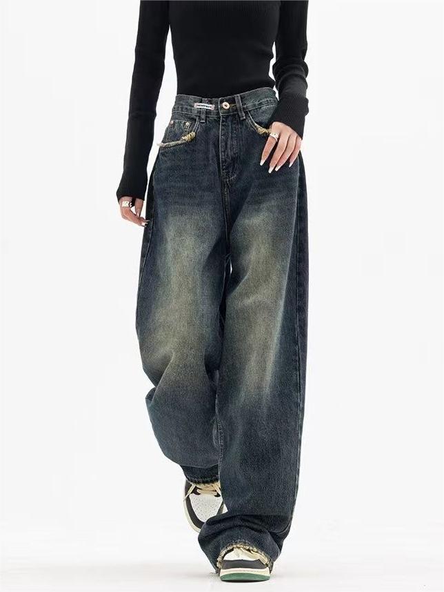 Dark Washed Vintage Baggy Boyfriend Jeans