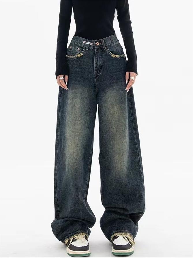 Dark Washed Vintage Baggy Boyfriend Jeans