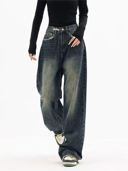 Dark Washed Vintage Baggy Boyfriend Jeans