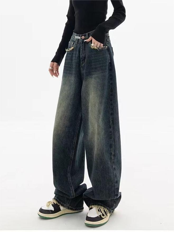 Dark Washed Vintage Baggy Boyfriend Jeans