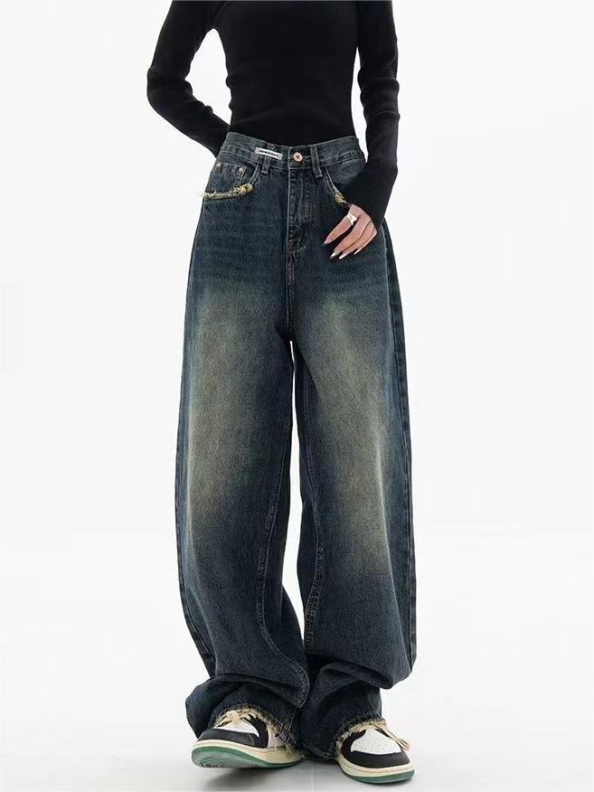 Dark Washed Vintage Baggy Boyfriend Jeans