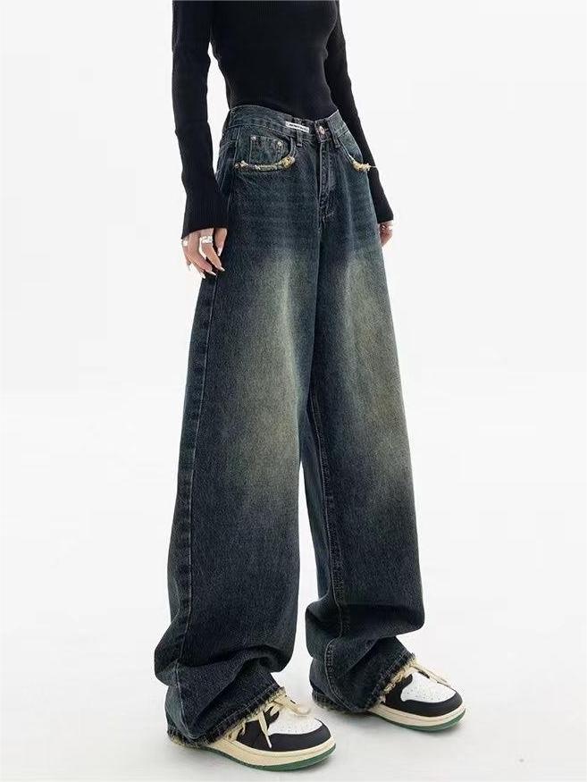 Dark Washed Vintage Baggy Boyfriend Jeans