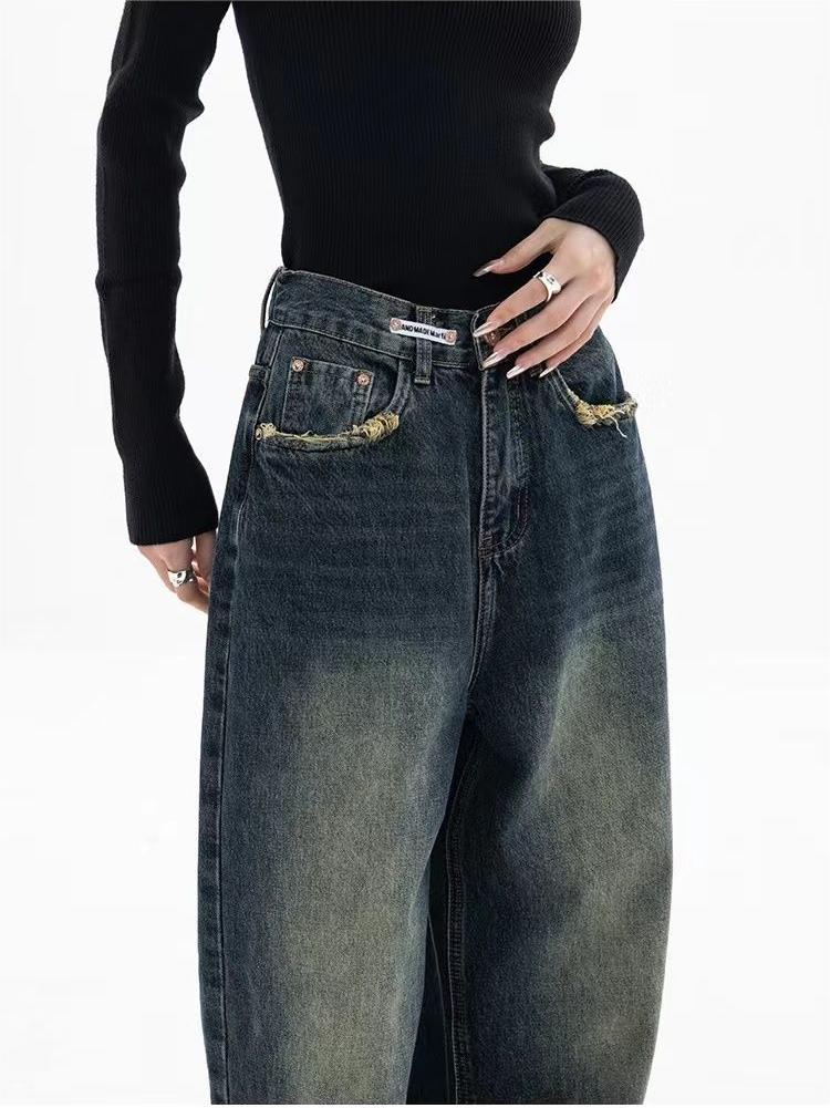 Dark Washed Vintage Baggy Boyfriend Jeans