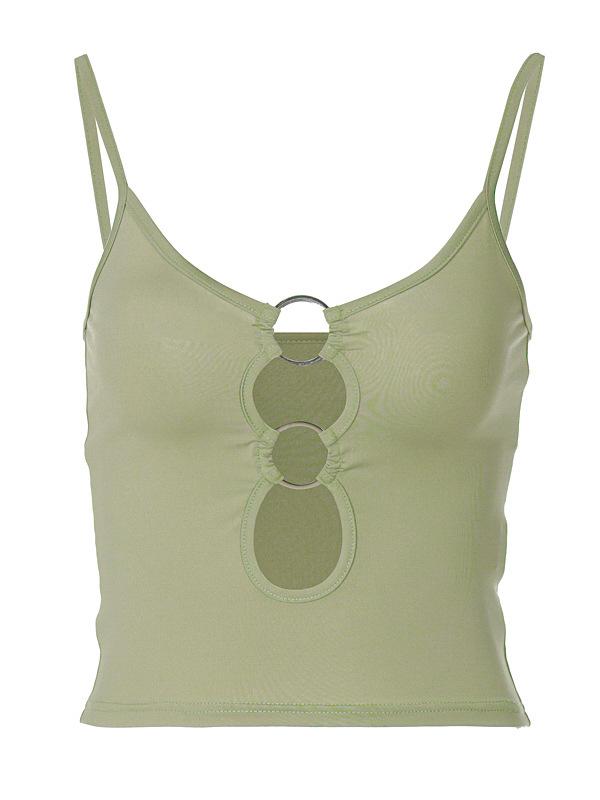 Crop cami top with O-ring neckline