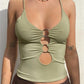 Crop cami top with O-ring neckline