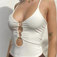 Crop cami top with O-ring neckline