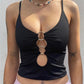 Crop cami top with O-ring neckline