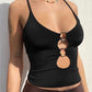 Crop cami top with O-ring neckline