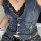 Denim corset top with button placket