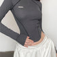 Cyberpunk long sleeve crop top with seam detail