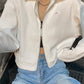 Crop jacket with zip in white or grey