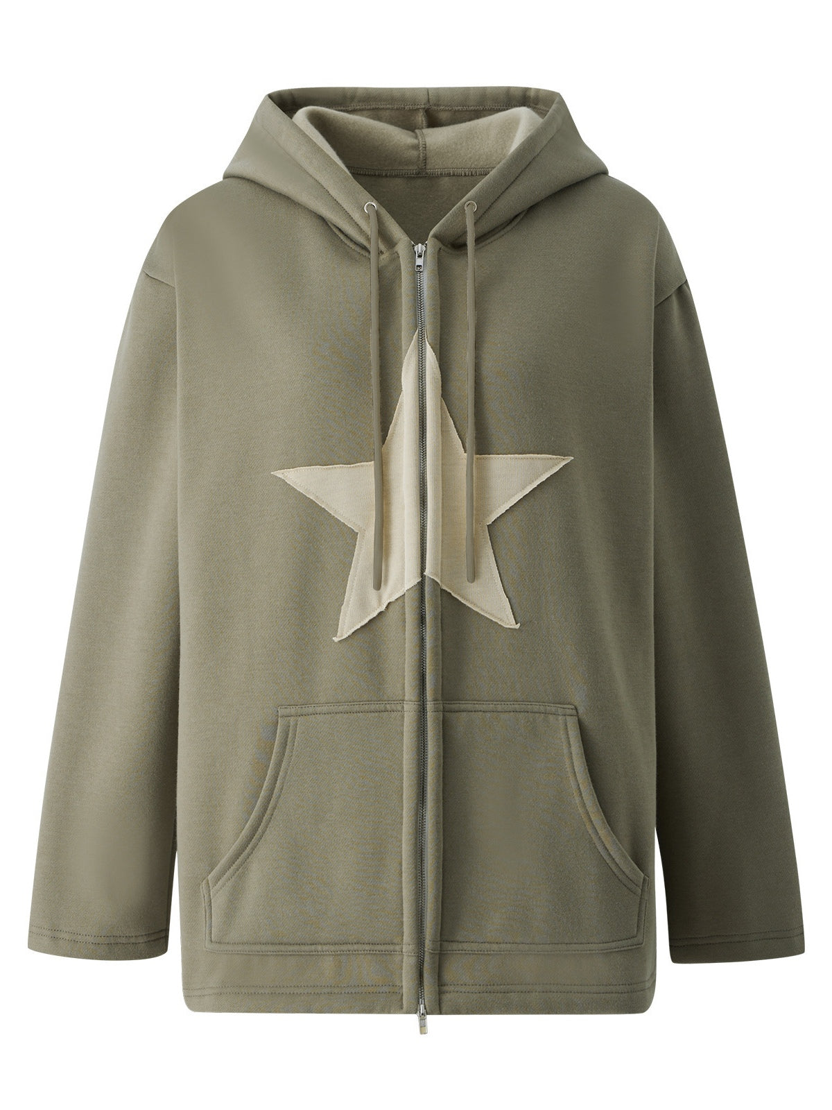 Vintage baggy hoodie with star patch and zipper