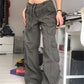 Faded gray 90s vintage cargo pants with cargo pockets