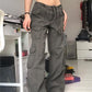 Faded gray 90s vintage cargo pants with cargo pockets