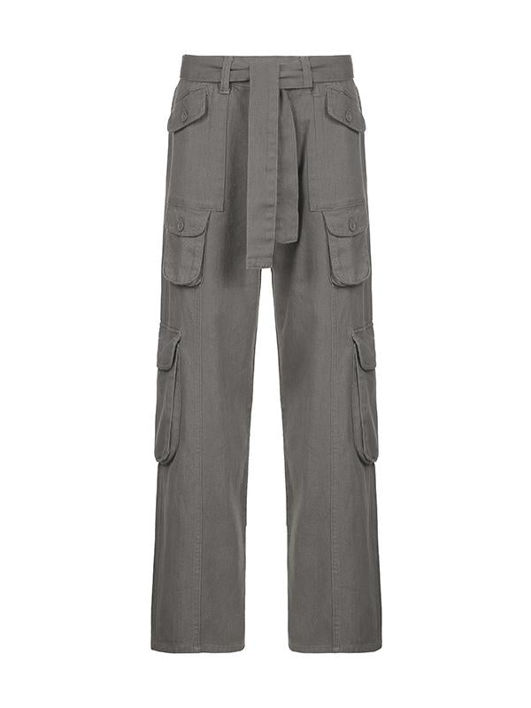 Faded gray 90s vintage cargo pants with cargo pockets