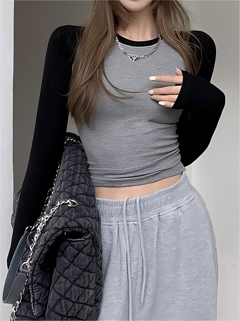 Raglan sleeve rib crop top