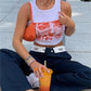 White crop tank top with Staring Eye graphic