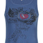 Rib crop tank top with heart rhinestone motif