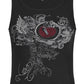 Rib crop tank top with heart rhinestone motif