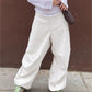 White Low Waist Parachute Cargo Pants