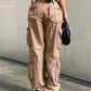 Brown vintage cargo jeans with patch pockets