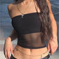 Black Paneled Mesh Bandeau Top