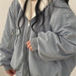 Reversible oversize fleece jacket with hood