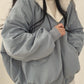 Reversible oversize fleece jacket with hood