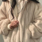 Reversible oversize fleece jacket with hood