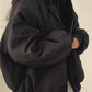 Reversible oversize fleece jacket with hood