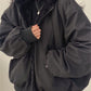 Reversible oversize fleece jacket with hood