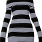 Strapless long-sleeved knitted mini dress with stripes