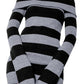 Strapless long-sleeved knitted mini dress with stripes