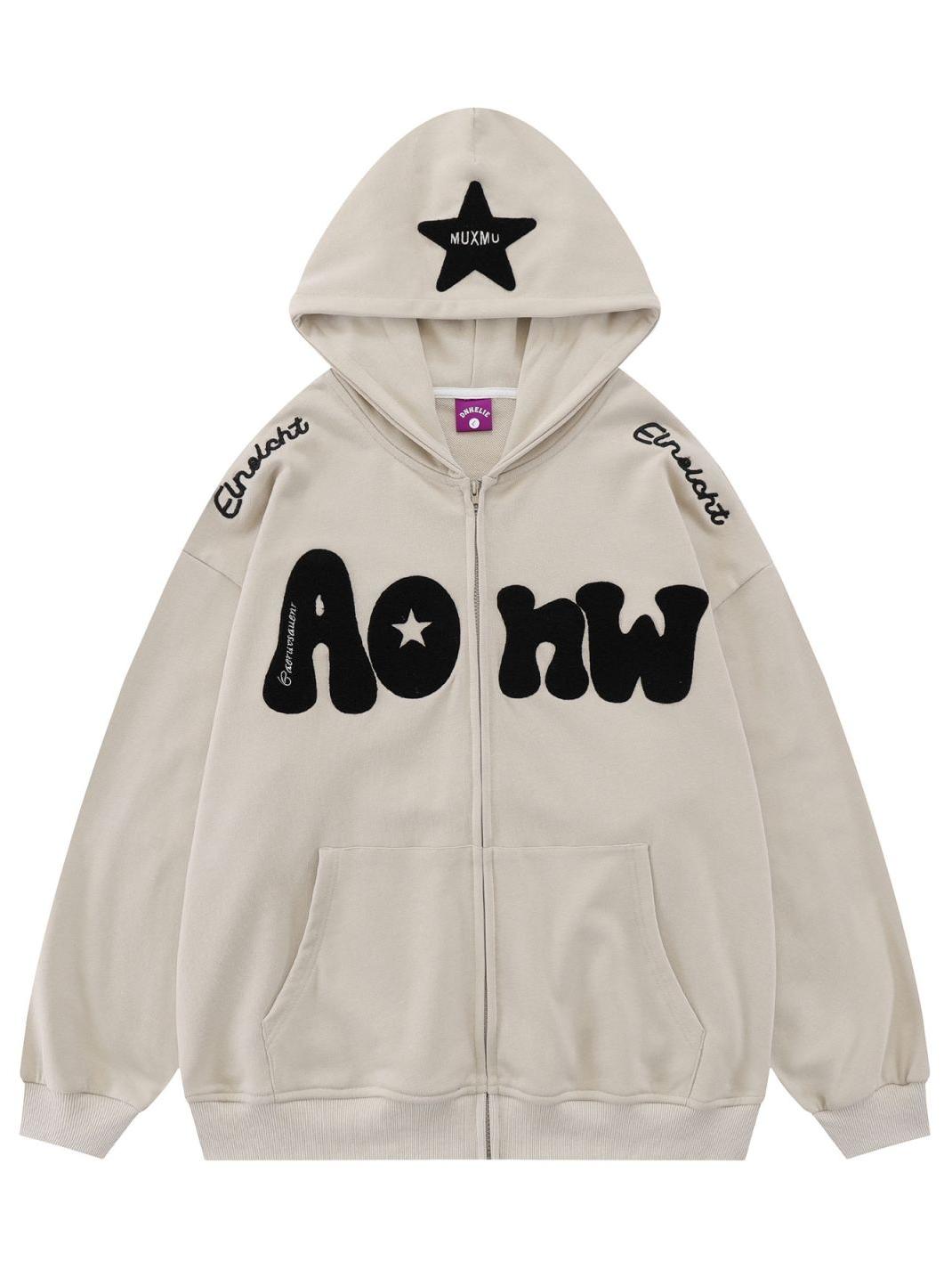 Oversize hoodie with Y2K flock print