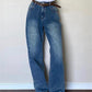 Vintage blue boyfriend jeans with a washed look