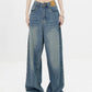 2000s blue baggy boyfriend jeans with wash effect