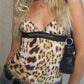 Y2K V-neck leopard print cami top