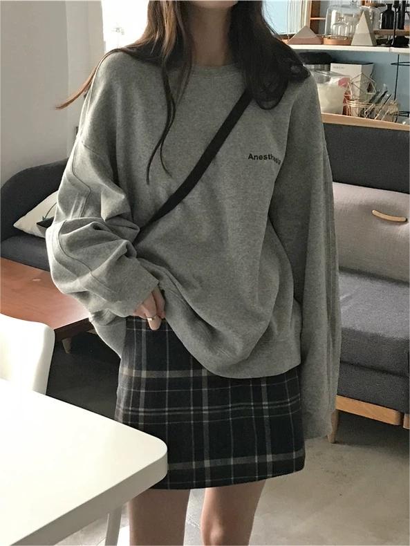 Basic plain oversized sweatshirt with logo 