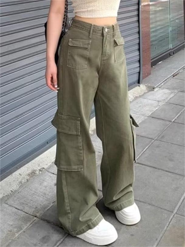 90s Vintage Green Cargo Jeans