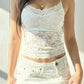 White Vintage Perspective Lace Slim Cami Top