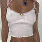 Cute V-neck tank top with lace trim