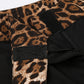 Leopard splice flared trousers with elastic waistband