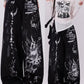 Black grunge graffiti print baggy jeans