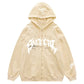 Multicolored Vintage Gothic Letter Print Oversized Hoodie