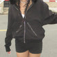 Black Y2k Loose Fit Patchwork Casual Jacket