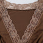 Vintage Brown Street Lace Up Long Sleeve Top