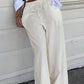 White Classic Drawstring Straight Pants