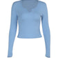 Blue Classic Slim Fit Long Sleeve Top 