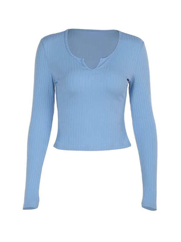 Blue Classic Slim Fit Long Sleeve Top 